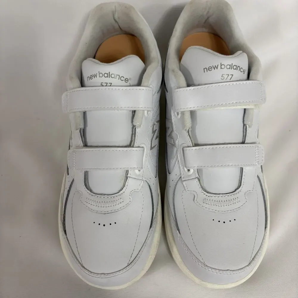 New Balance 577 Shoes Men's 9.5 2E Wide White Walking Hook and Loop Diabetic